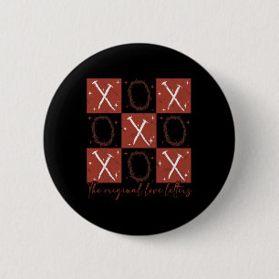 Badge Rond 5 Cm Mignon rétro à carreaux Saint-Valentin Xoxo Les or