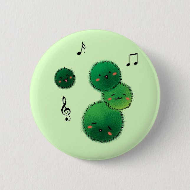 Badge Rond 5 Cm Mignonne Chant Marimo Moss Stack (Devant)