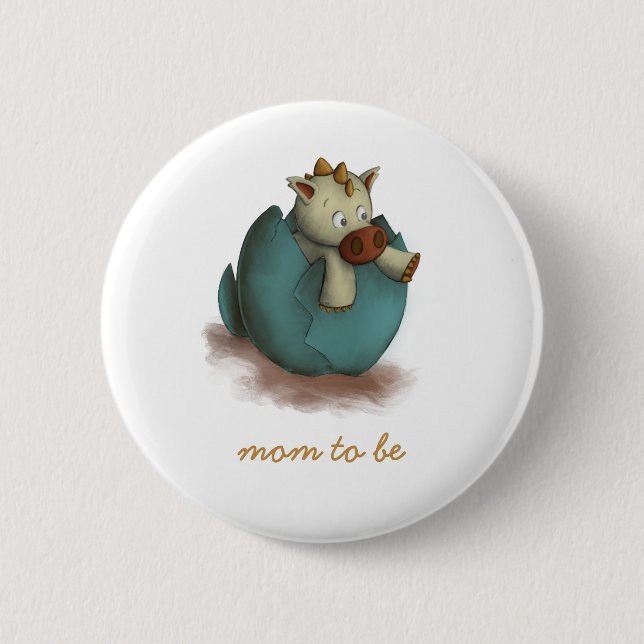 Badge Rond 5 Cm Mignonne Dinosaur Hatching Maman to Be (Devant)