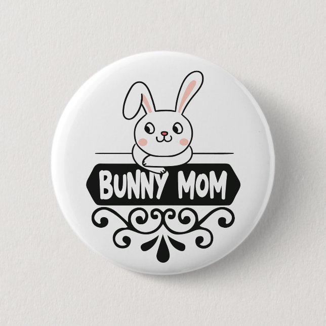 Badge Rond 5 Cm Mignonne lapin maman lapin amant (Devant)