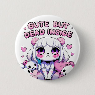 Badge Rond 5 Cm Mignonne Mais Mort À L'Intérieur De Kawaii Bouton