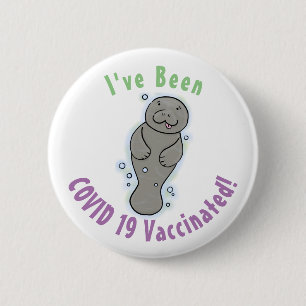 Badge Rond 5 Cm Mignonne manatée bébé avec bulles illustration