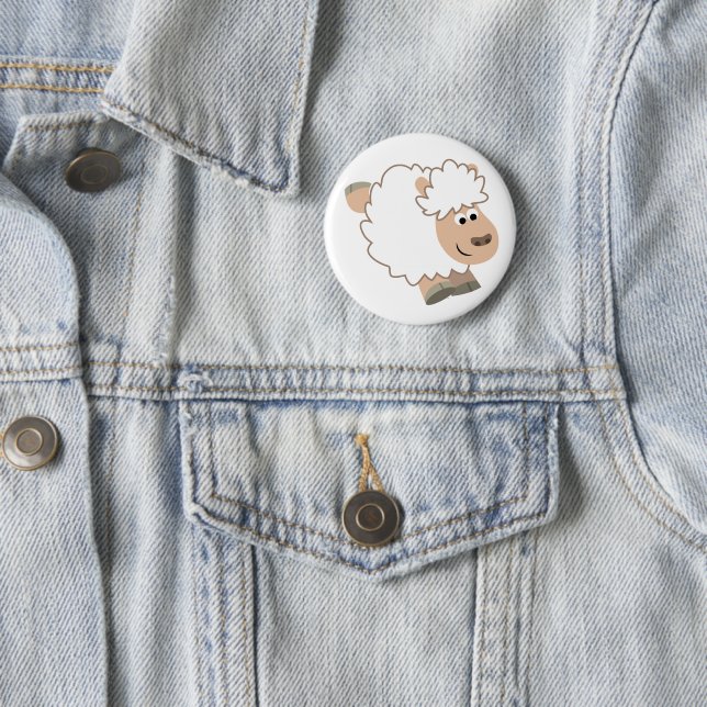 Badge Rond 5 Cm Mignonne mouton de dessin (En situation)