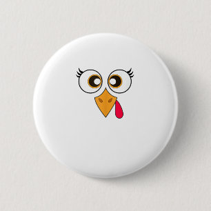 Badge Rond 5 Cm Mignonne Thanksgiving Turquie Face Chemise Femmes