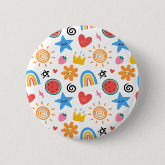 Badge Rond 5 Cm Mignons gribouillages d'été - motif fantaisiste co