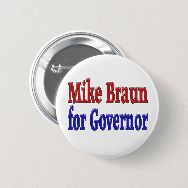 Badge Rond 5 Cm Mike Braun, gouverneur (Devant & derrière)