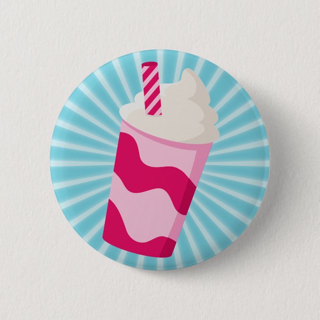 Badge Rond 5 Cm Milkshake aux fraises (Devant)