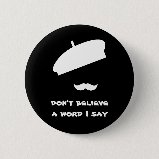 Badge Rond 5 Cm Mime Pantomime Silent Black (Devant)