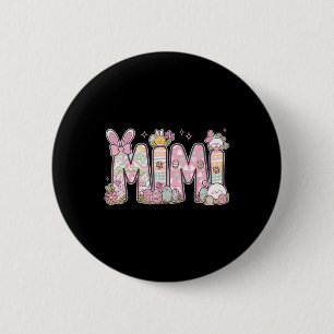 Badge Rond 5 Cm Mimi Coquette de Pâques Bow Joyeux lapin de Pâques