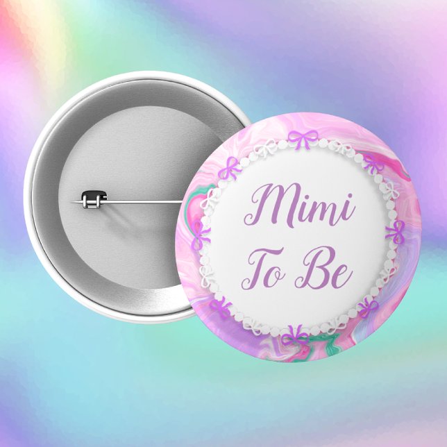 Badge Rond 5 Cm Mimi Pour Être Baby shower Rose & Violet (Créateur téléchargé)