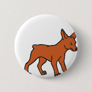 Badge Rond 5 Cm miniature pinscher cartoon red