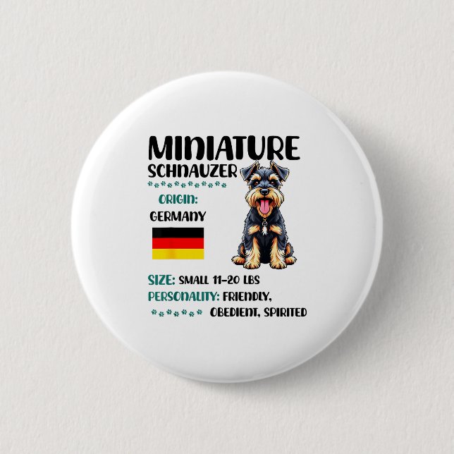 Badge Rond 5 Cm Miniature Schnauzer Origin Funny Mini Schnauzer Lo (Devant)
