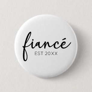 Badge Rond 5 Cm Minimal Élégant Fiance Personnalisé Année Minimali