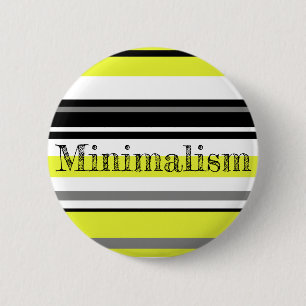 Badge Rond 5 Cm Minimalisme Jaune Bandes Noires