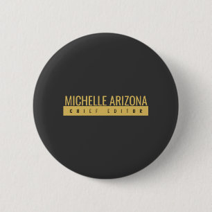 Badge Rond 5 Cm Minimaliste Couleur Noir & Or Moderne Professionne