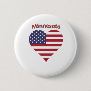 Badge Rond 5 Cm Minnesota American Flag Heart