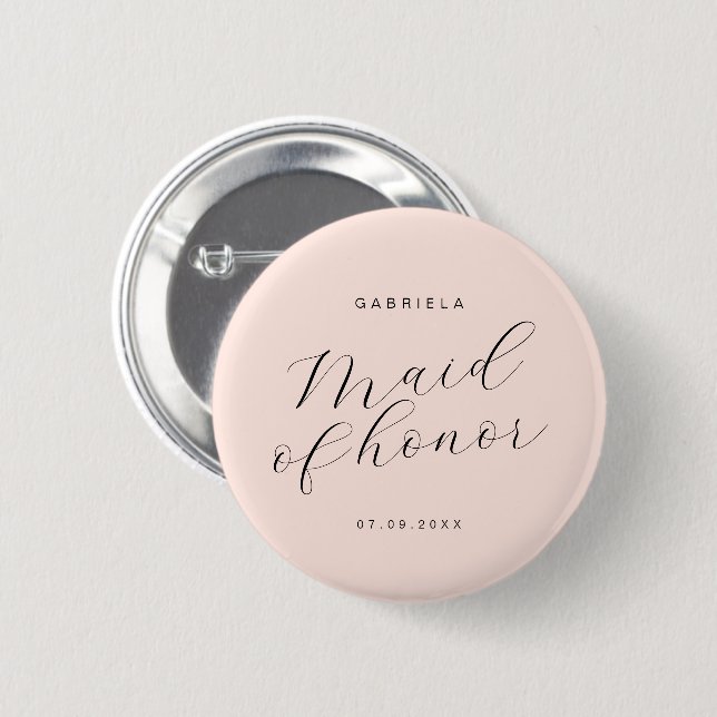 Badge Rond 5 Cm Minuscule femme de chambre rose moderne (Devant & derrière)