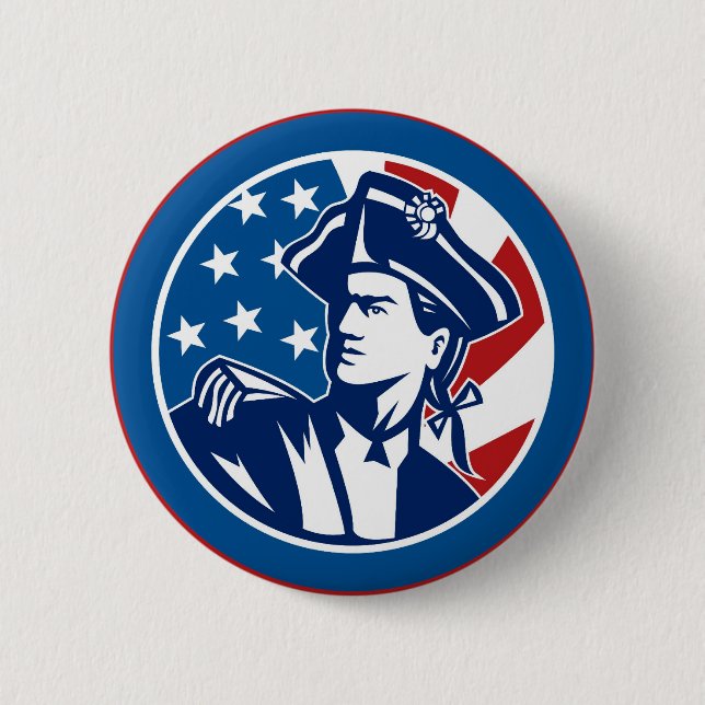 Badge Rond 5 Cm Minuteman général révolutionnaire américain de (Devant)