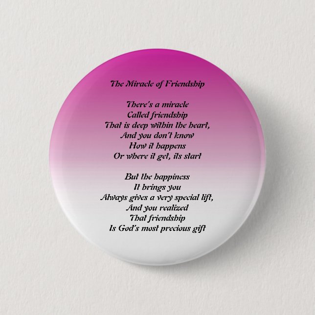 Badge Rond 5 Cm Miracle de bouton de poème d'amitié (Devant)