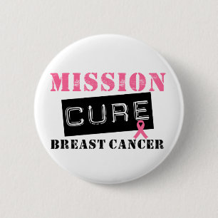 Badge Rond 5 Cm Mission Cure Cancer du Sein