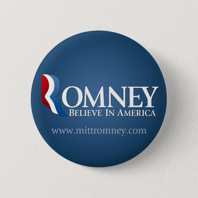 Badge Rond 5 Cm Mitt Romney pour le président 2012 (Devant)