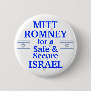 Badge Rond 5 Cm Mitt Romney pour l'Israël sûr 2012