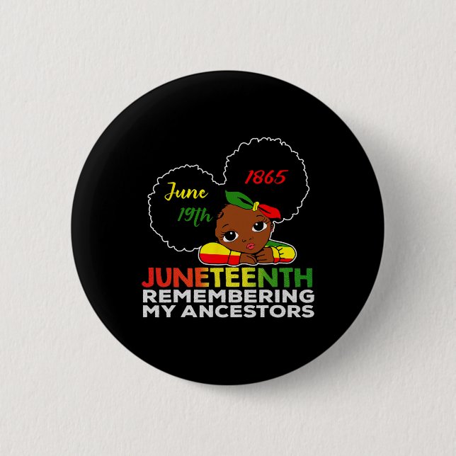Badge Rond 5 Cm Mlle JunetDix Se Souvient De Mes Ancêtres Black Gi (Devant)