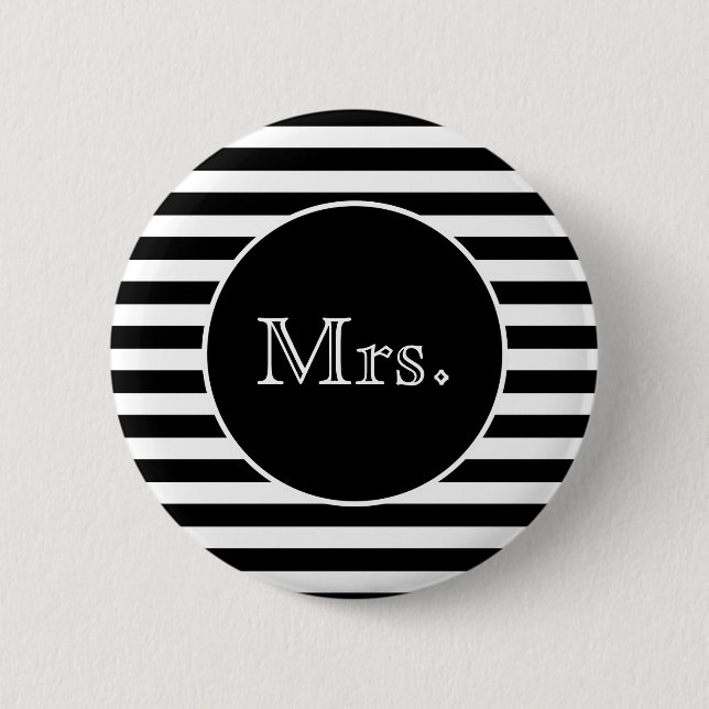 Badge Rond 5 Cm Mme Black and White Stripe (Devant)