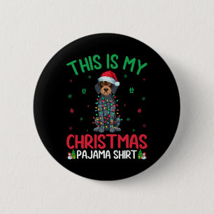 Badge Rond 5 Cm Moche Xmas Père Noël À poils durs Pointeur alleman