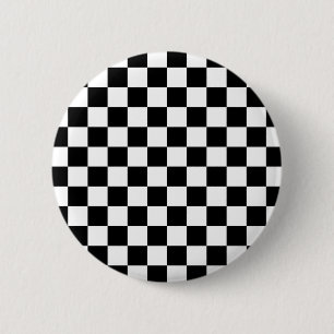 Badge Rond 5 Cm Mod Checkered noir emballant le motif