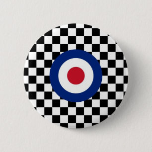 Badge Rond 5 Cm Mod de emballage noir Checkered de cible