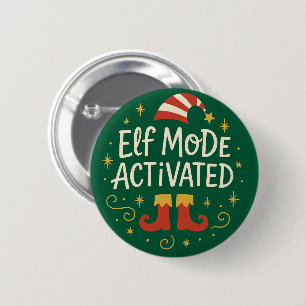 Badge Rond 5 Cm Mode Elfe Drôle Activé Noël