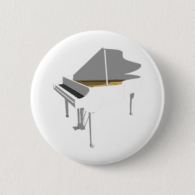 Badge Rond 5 Cm Modèle 3D : Grand Piano Blanc : (Devant)
