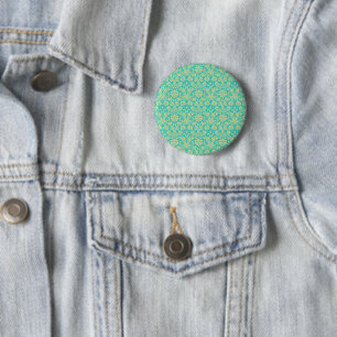 Badge Rond 5 Cm Modèle Damas, Damas bleu, Damas français