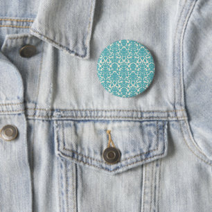 Badge Rond 5 Cm Modèle Damas, Damas bleu, Damas français