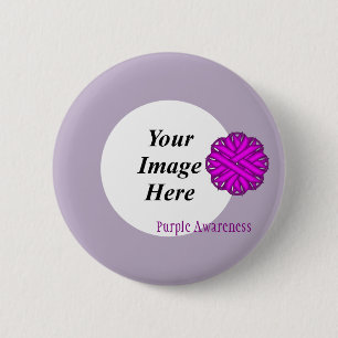 Badge Rond 5 Cm Modèle de ruban à fleurs violettes