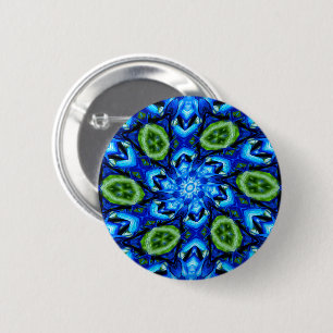 Badge Rond 5 Cm Modèle Floral bleu Abstrait