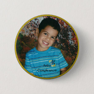 Badge Rond 5 Cm Modèle photo du cercle Feliz Cumpleanos