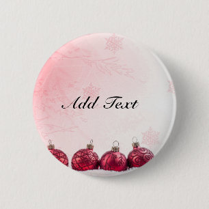 Badge Rond 5 Cm Modèle Red Christmas Baubles