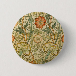 Badge Rond 5 Cm Modèle Rose et Rose vintage de William Morris