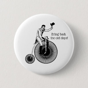 Badge Rond 5 Cm Modèle T Penny Farthing Classic noir et blanc