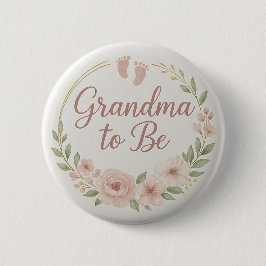 Badge Rond 5 Cm Modern Floral Pastel Grandma to Be Button