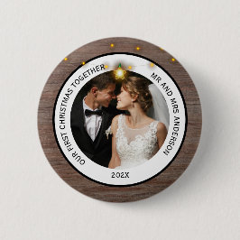 Badge Rond 5 Cm Modern Rustic Couples First Christmas Together
