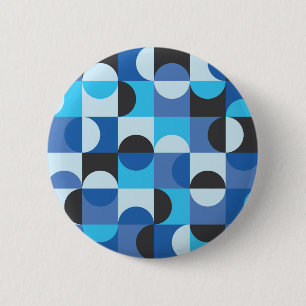 Badge Rond 5 Cm  Moderne de milieu de siècle Demi-cercles Bleu Tur