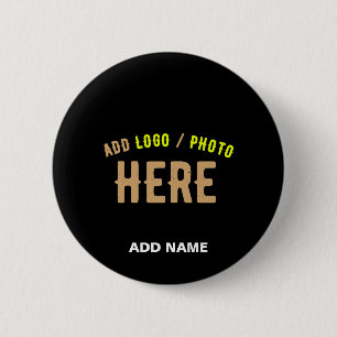 BADGE ROND 5 CM MODERNE ET MODERNE PERSONNALISABLE NOIR VÉRIFIÉ
