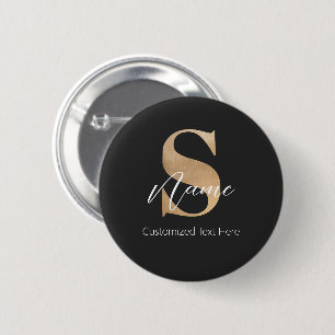 Badge Rond 5 Cm Moderne Monogramme Initiale S & Nom Personnalisé