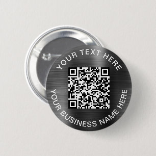 Badge Rond 5 Cm Moderne QR Code Silver Promotionnels