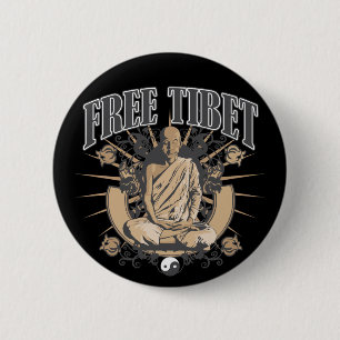 Badge Rond 5 Cm Moine libre du Thibet