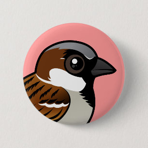 Badge Rond 5 Cm Moineau de Chambre