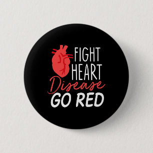 Badge Rond 5 Cm Mois de la santé cardiaque - Allez Rouge - Sensibi